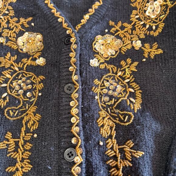 Vintage Alfred Dunner Embroidered Sequin Cardigan Sweater - Picture 3 of 6